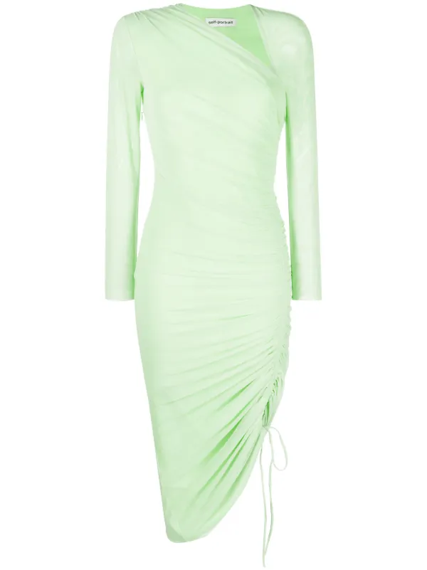green mesh midi dress self-portrait - Green Rhinestone Mesh Midi Dress main image 1