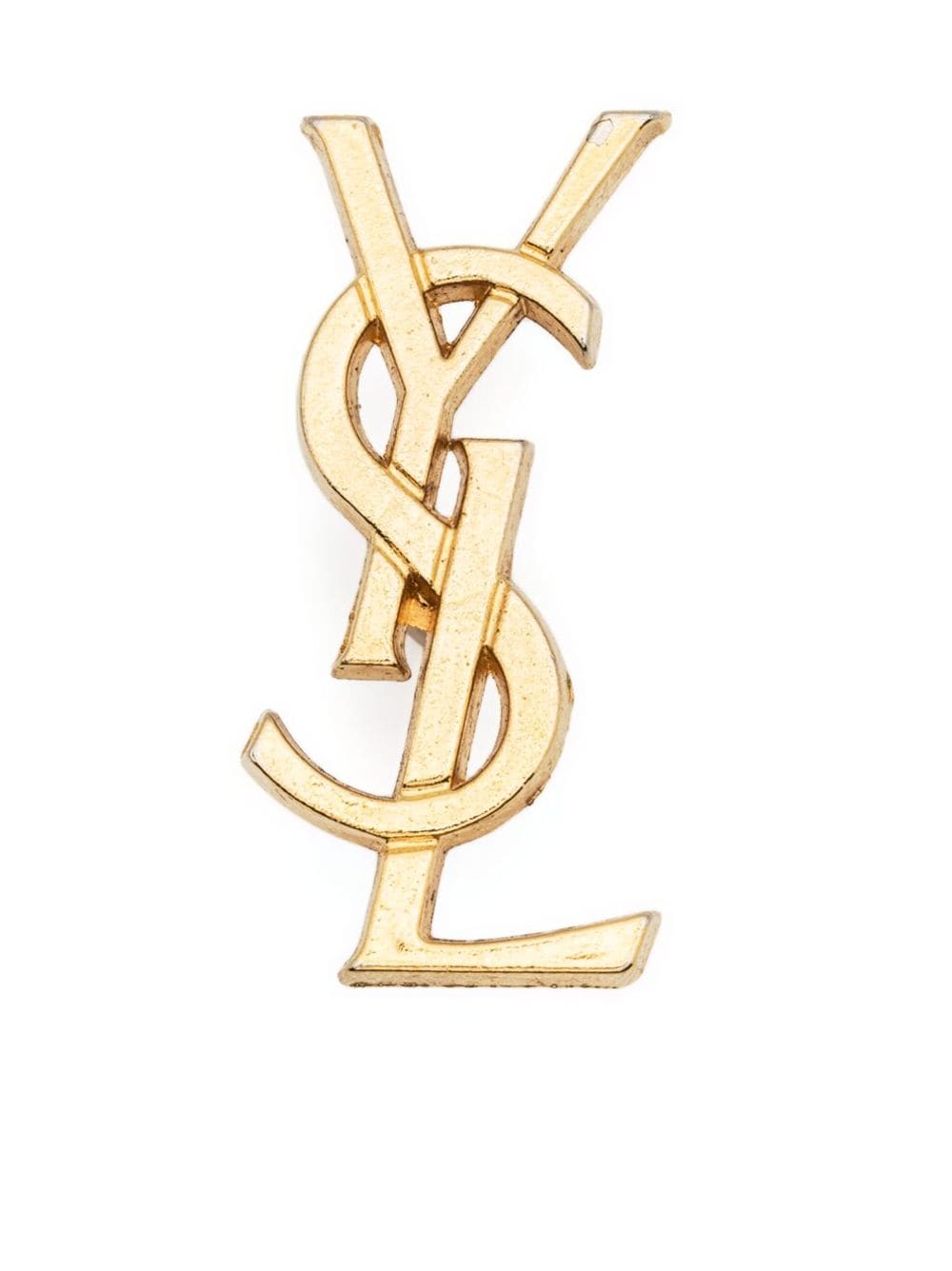 Pre-owned Saint Laurent 1990 Logo Brooch In Gold