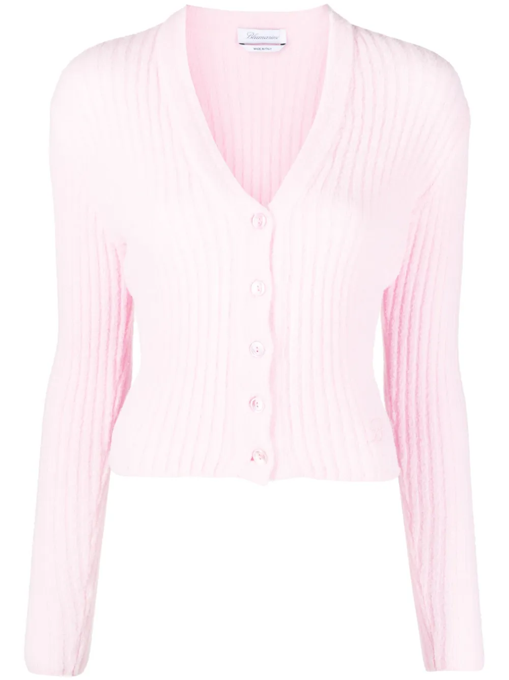 Blumarine cardigan en maille à design nervuré - Rose Top Merken Winkel