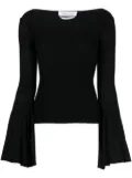 Blumarine fluted-sleeve knitted top - Black