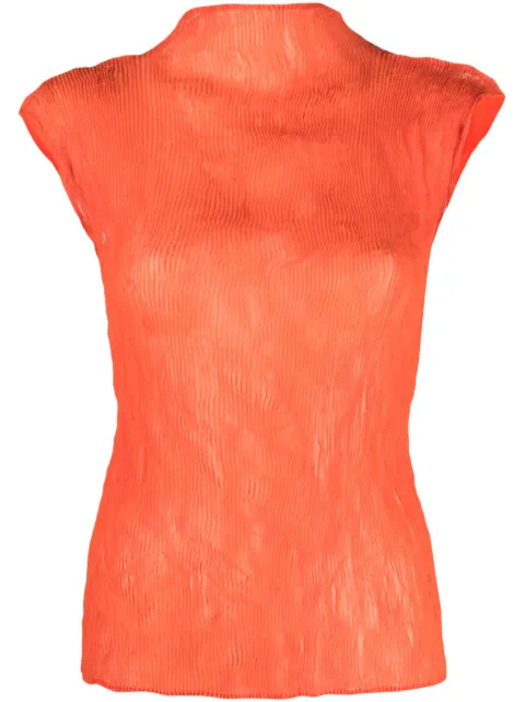 Issey Miyake fine-ribbed chiffon blouse