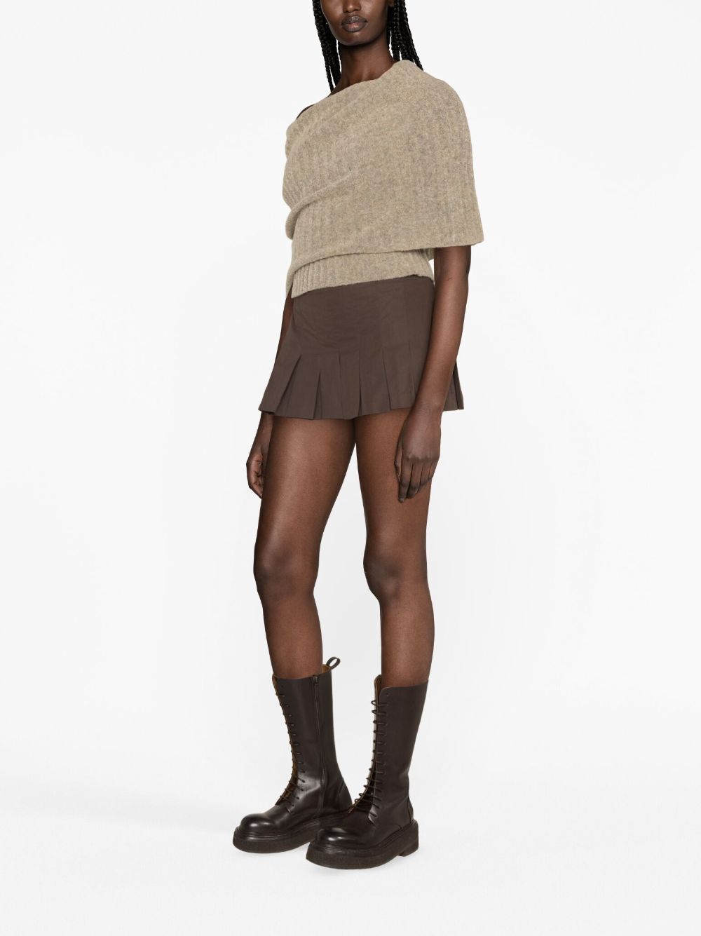 Shop Jean Paul Gaultier X Knwls Clavicle Asymmetric Wool-blend Jumper In Brown