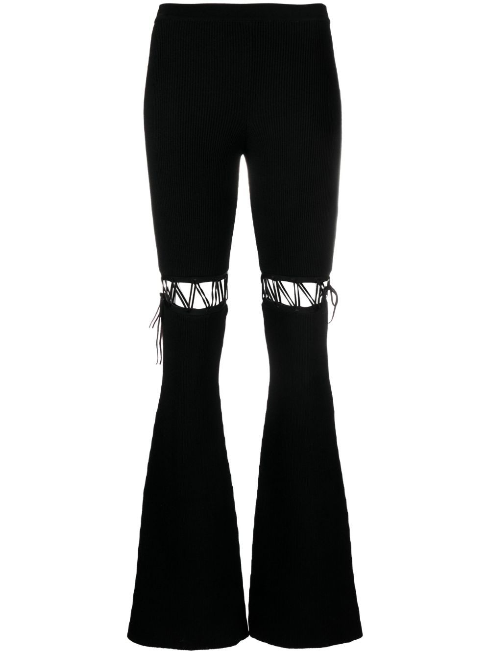 Nensi Dojaka Lace-up Ribbed Trousers In Black