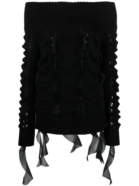 Blumarine top tejido con hombros descubiertos