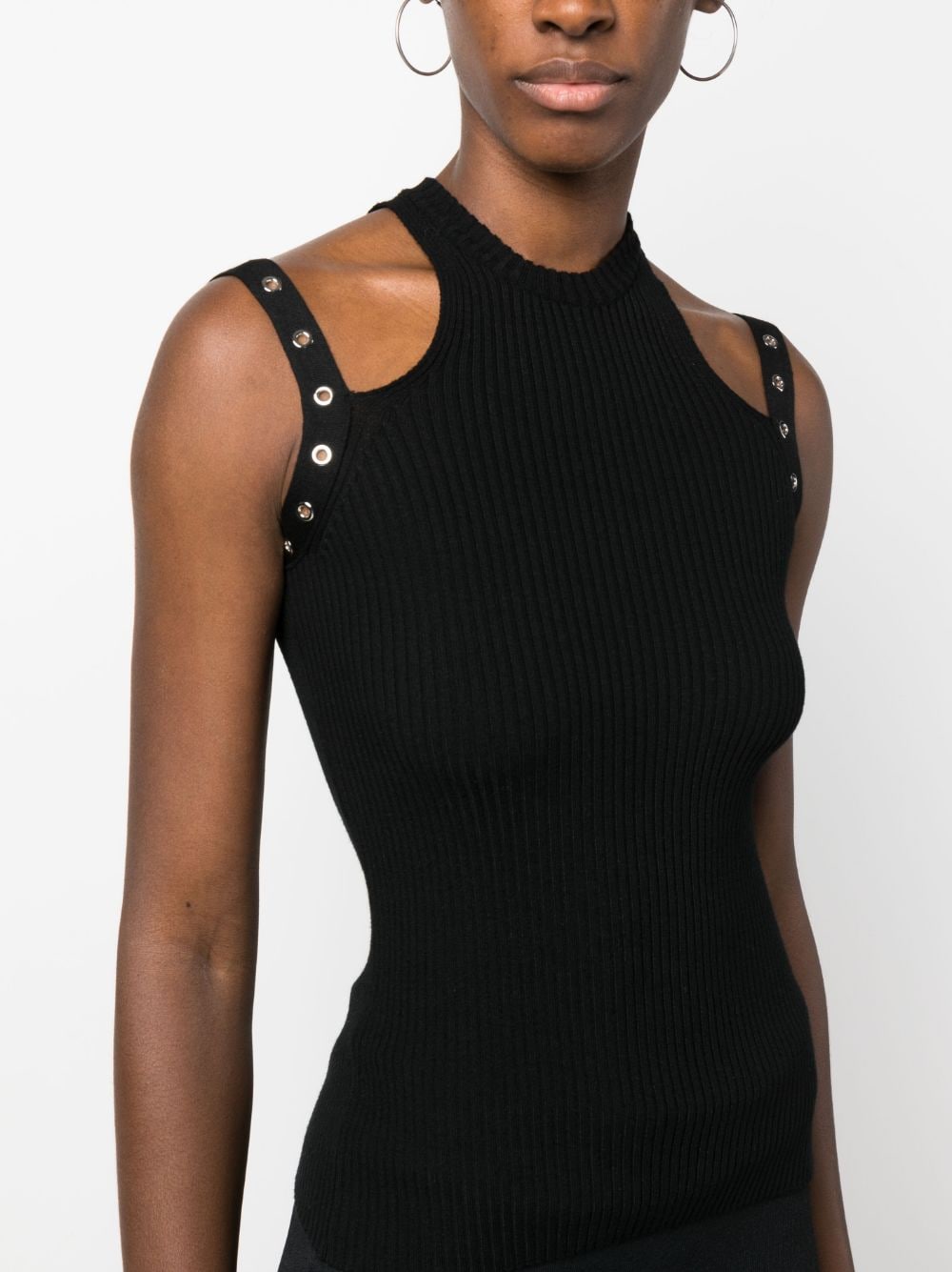 Shop Blumarine Sleeveless Knitted Top In Black