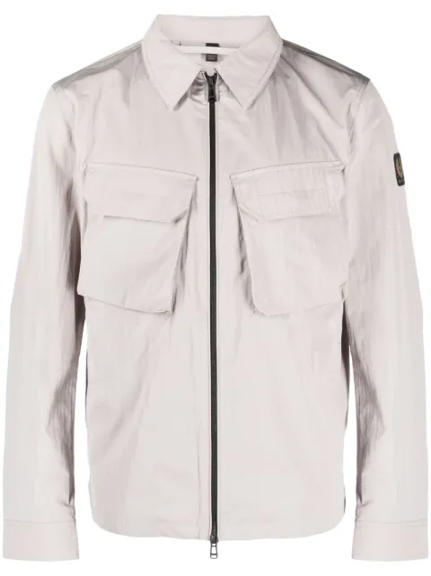 Belstaff logo-patch zip-up shirt jacket