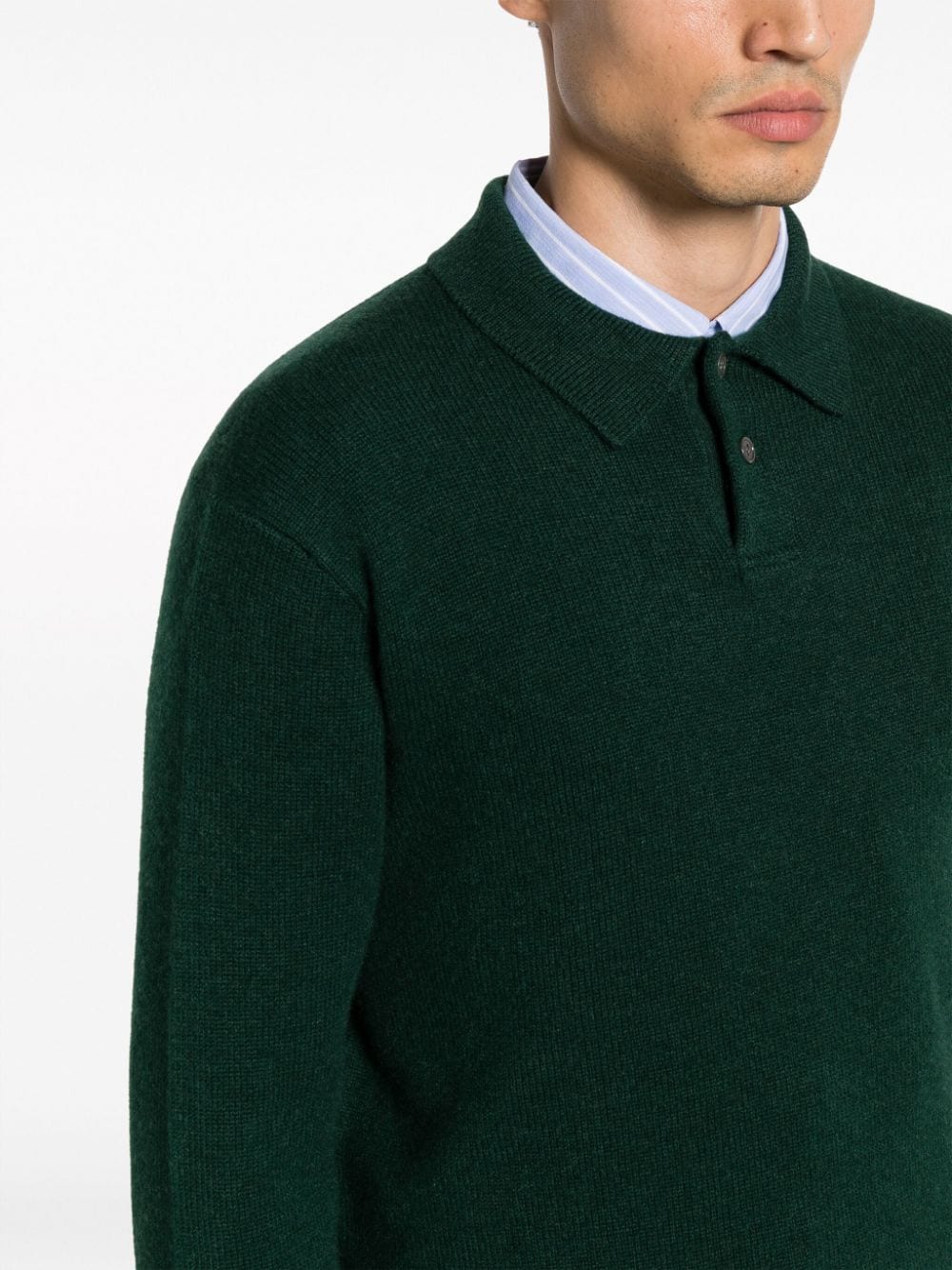 Shop Polo Ralph Lauren Long-sleeved Cashmere Polo Shirt In Green