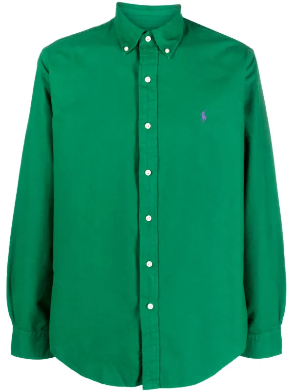 Polo Ralph Lauren Polo Pony embroidered Cotton Shirt Green FARFETCH CA