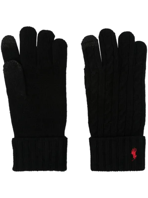 Polo Ralph Lauren set tejido de bufanda y guantes con logo bordado