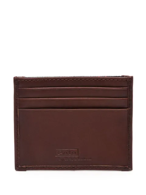 Polo Ralph Lauren logo-patch checked leather cardholder
