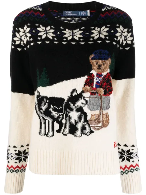 Polo Ralph Lauren Polo Bear patterned intarsia-knit jumper