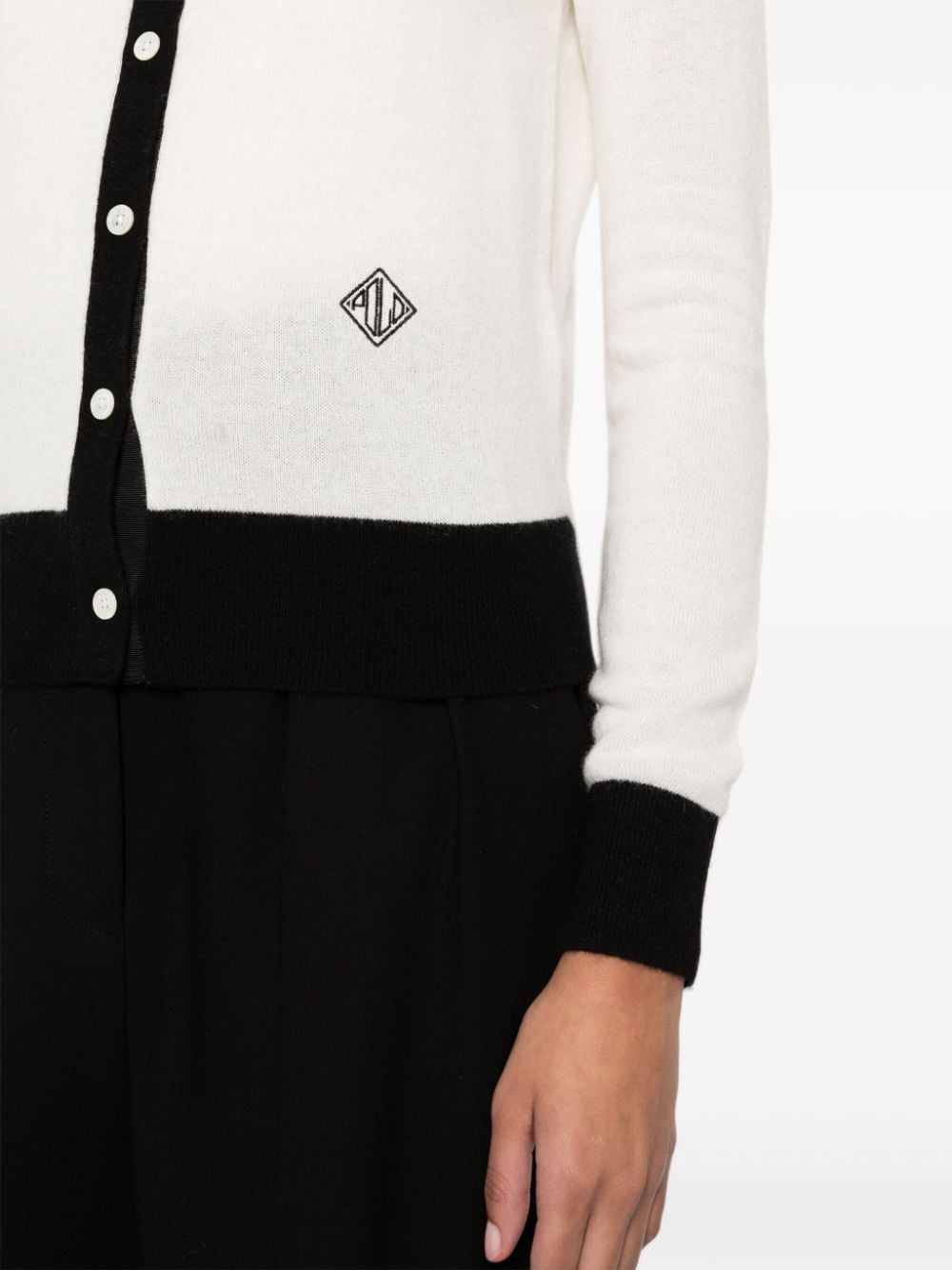 Shop Polo Ralph Lauren Logo-embroidered Cashmere Cardigan In Neutrals