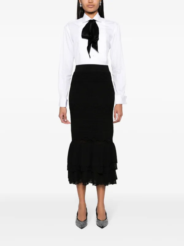 High waisted ruffle midi skirt best sale