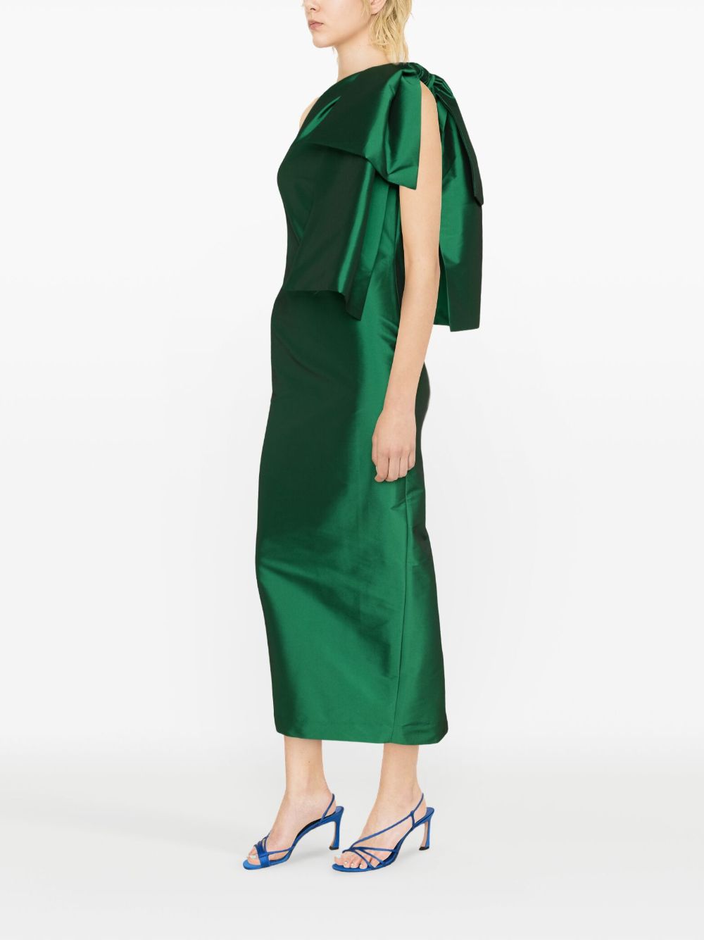 Shop Bernadette Josselin Bow-embellished Midi Dress In Green