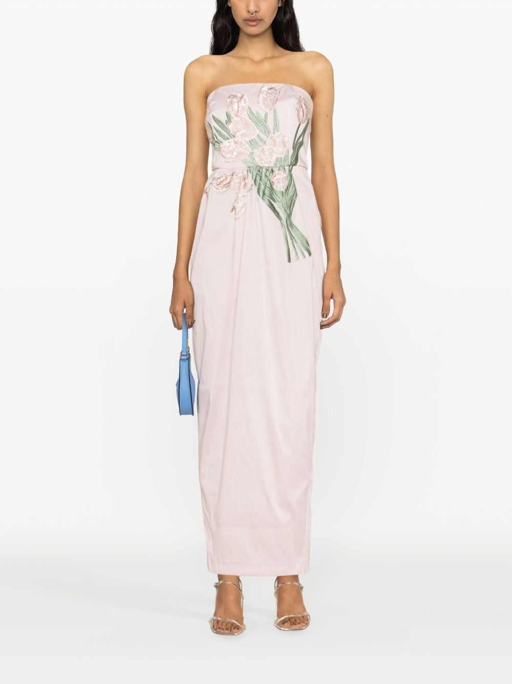Shop Bernadette Lena Floral-embroidered Dress In Pink