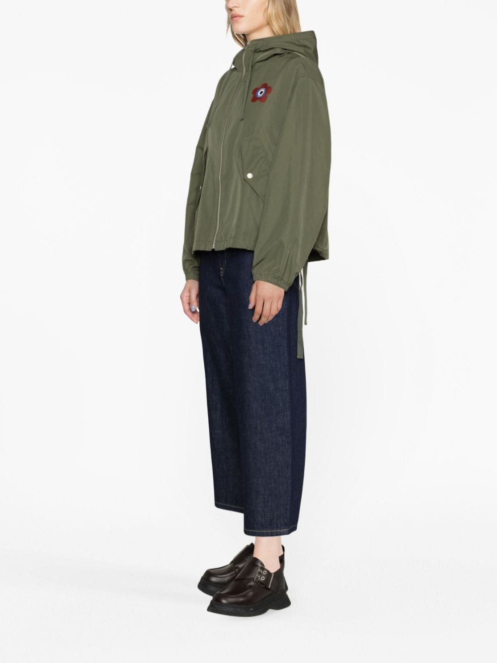 Shop Kenzo Target Hooded Windbreaker In Green