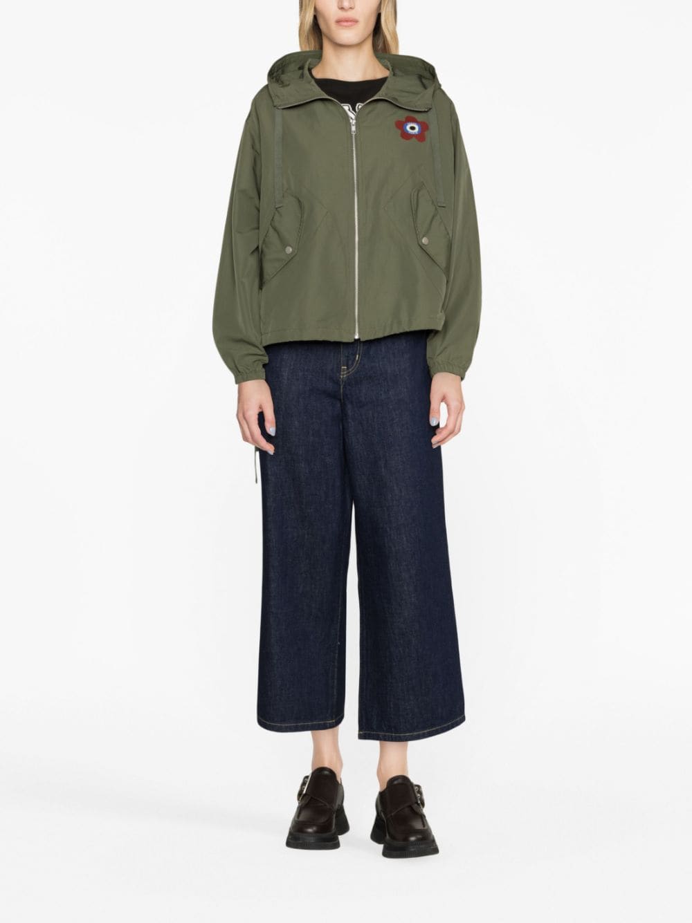 Shop Kenzo Target Hooded Windbreaker In Green