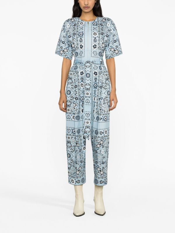 Tory Burch Pisces Dream print Cotton Jumpsuit Farfetch