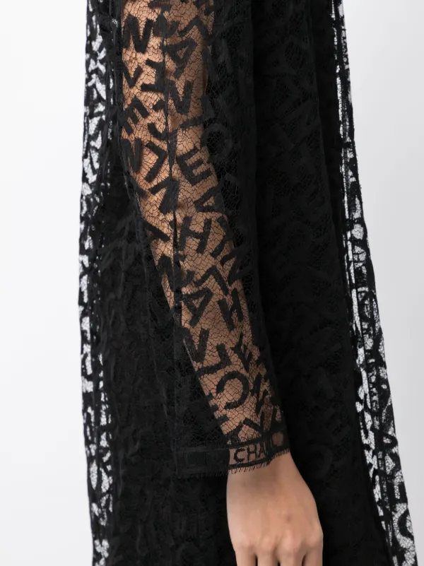 CHANEL Pre-Owned 1998 logo-lettering Lace Dress | Black