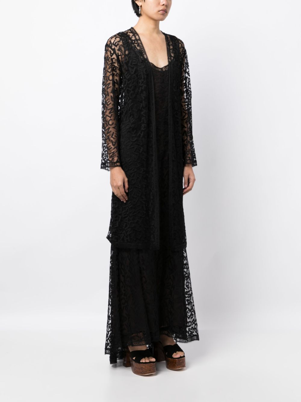 CHANEL 1998 logo-lettering lace dress Women