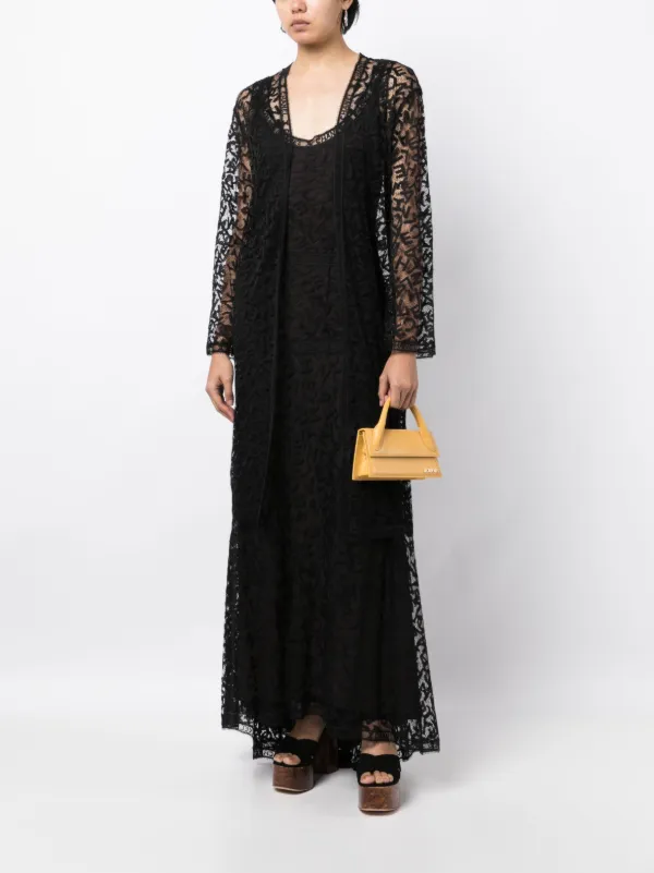 CHANEL Pre-Owned 1998 logo-lettering Lace Dress | Black
