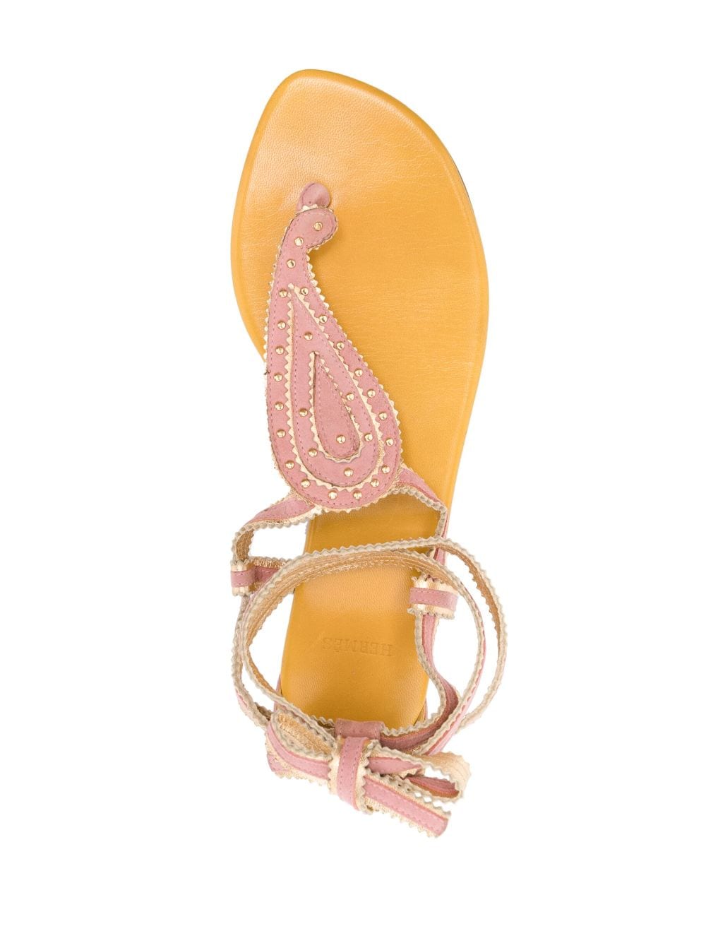 Pre-owned Hermes 2000s  Lace-up Flat Sandals In Pink