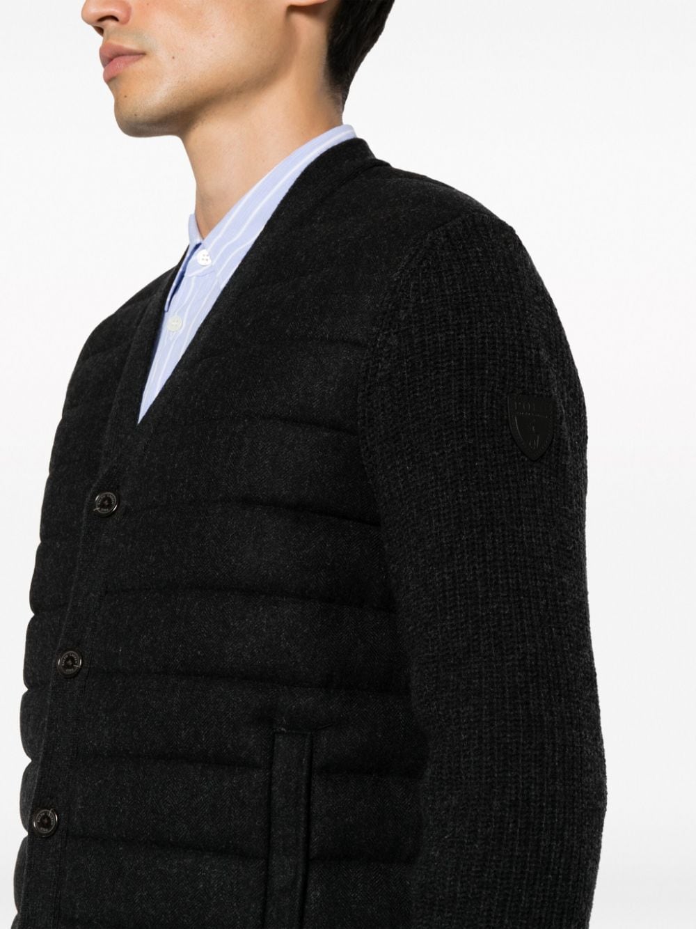 Shop Polo Ralph Lauren Quilted-panel Knitted Jacket In Black