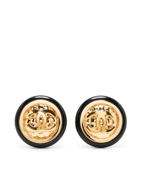 CHANEL Pre-Owned 1954-1971 CC-logo quilted button clip-on earrings