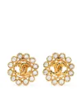 CHANEL Pre-Owned 1994 CC-logo rhinestone-embellished button earrings - Gold