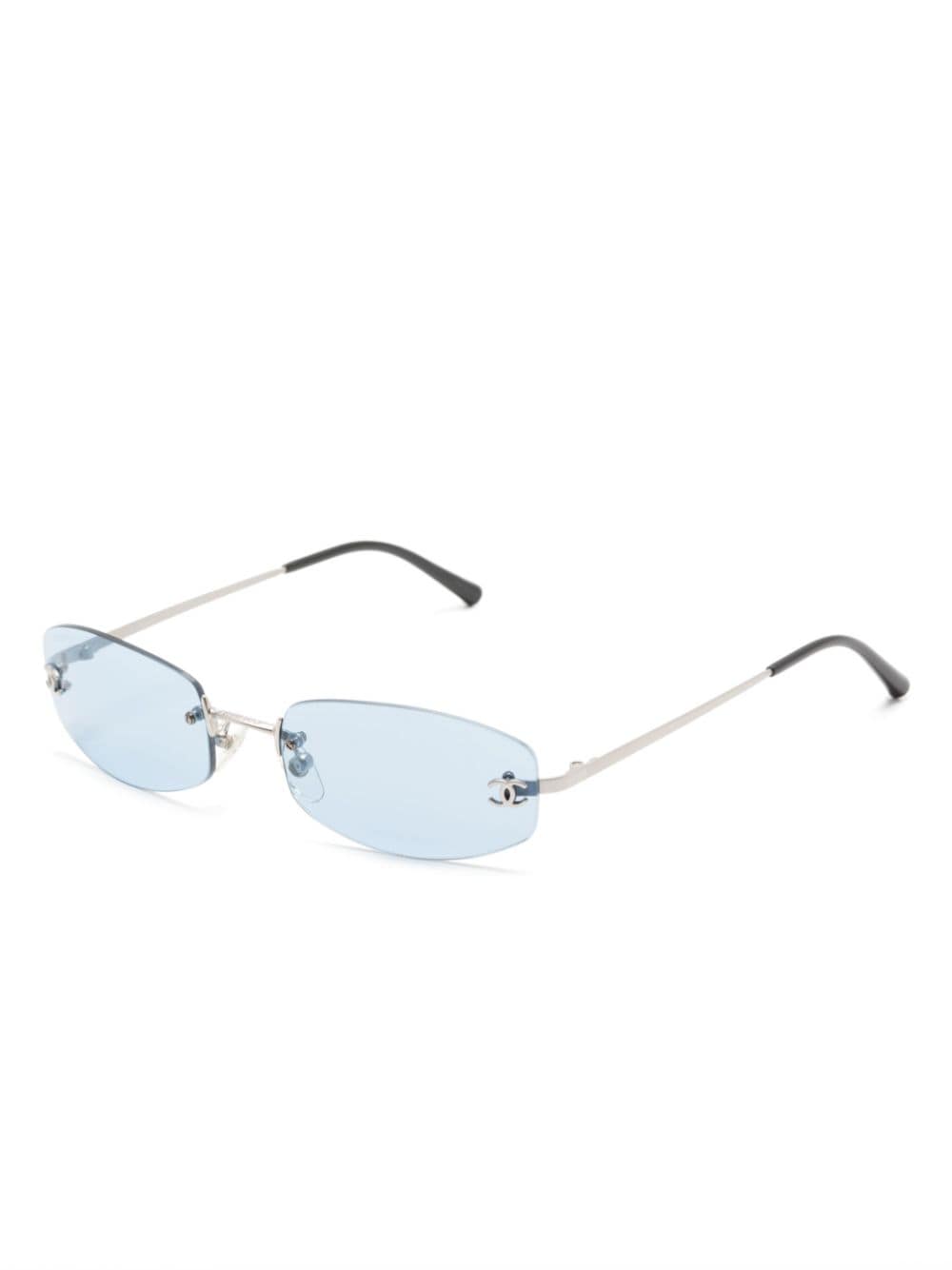 CHANEL Pre-Owned 1990-2000s zonnebril met ovalen montuur - Blauw