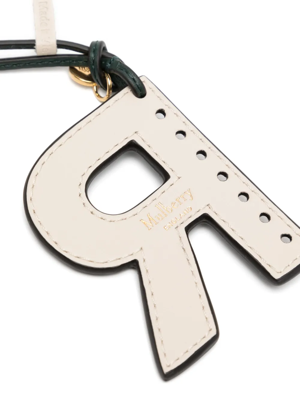 Mulberry Tweekleurige leren sleutelhanger Beige