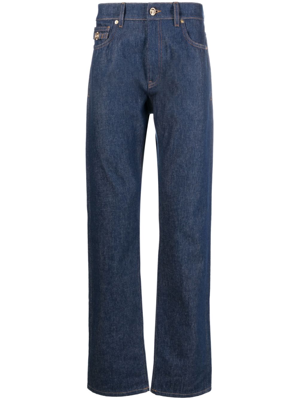 Medusa Head-detailed straight-leg jeans