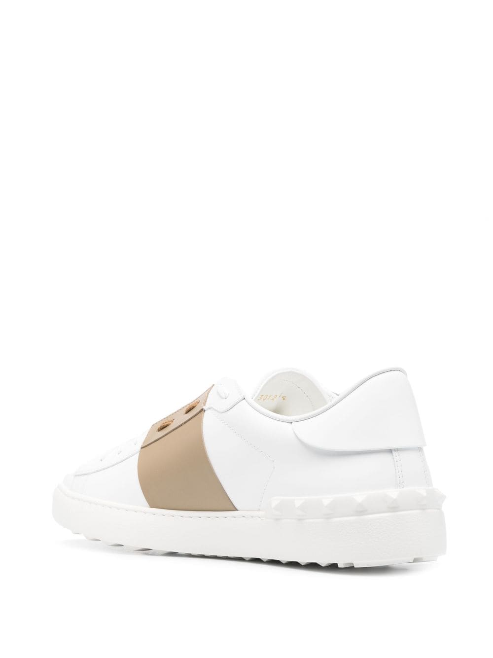 Shop Valentino Open Contrasting-band Leather Sneakers In Weiss