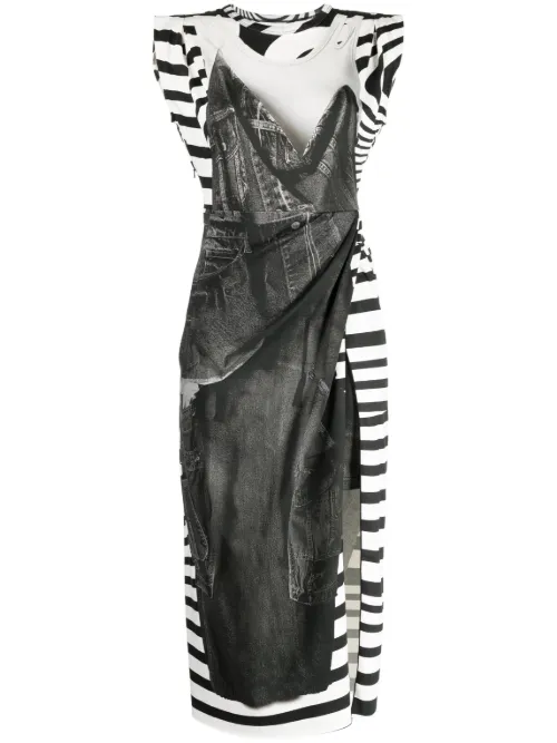 Robe mi-longue sans manches à imprimé graphique - JNBY - Modalova
