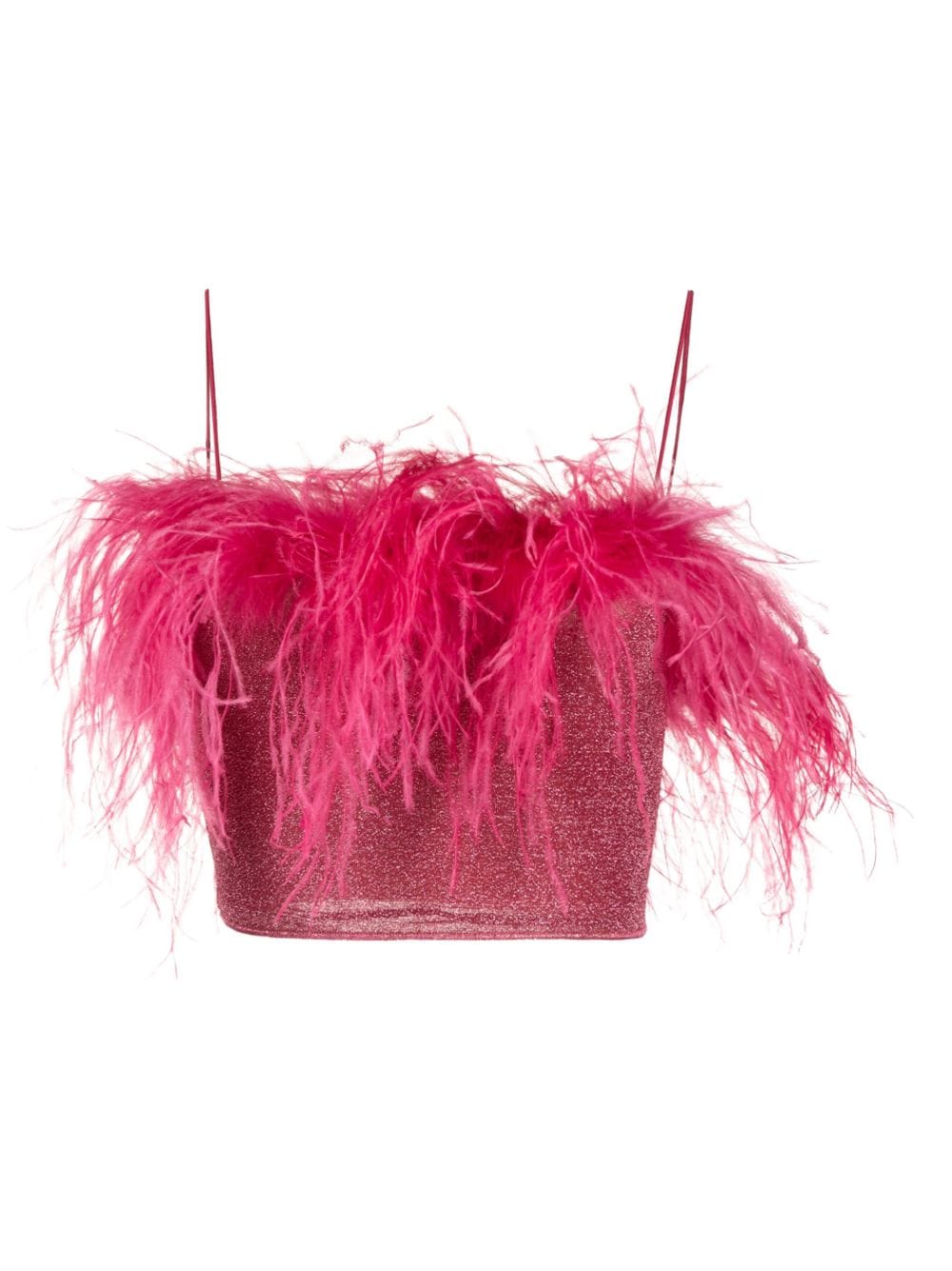 Shop Oseree Feather-detail Crop Top In Pink