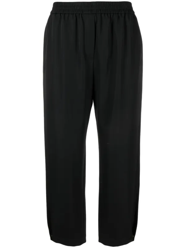 Giorgio Armani Elasticated-waistband Virgin Wool Trousers in Black