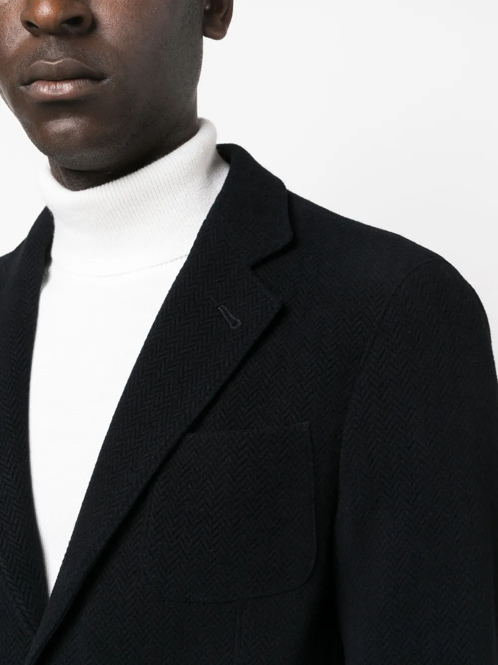 Giorgio Armani ヘリンボーン シングルジャケット | ブルー