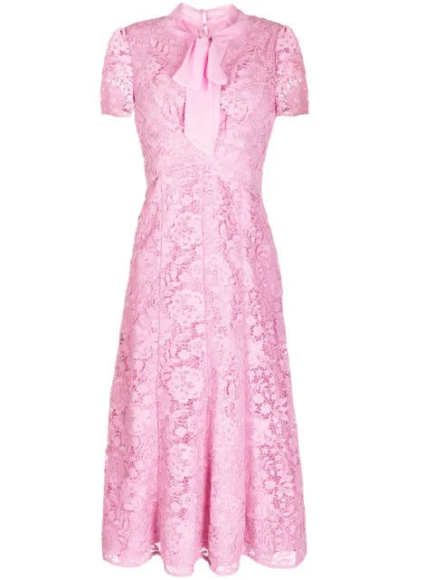 Self-Portrait crossover-detail laced midi dress