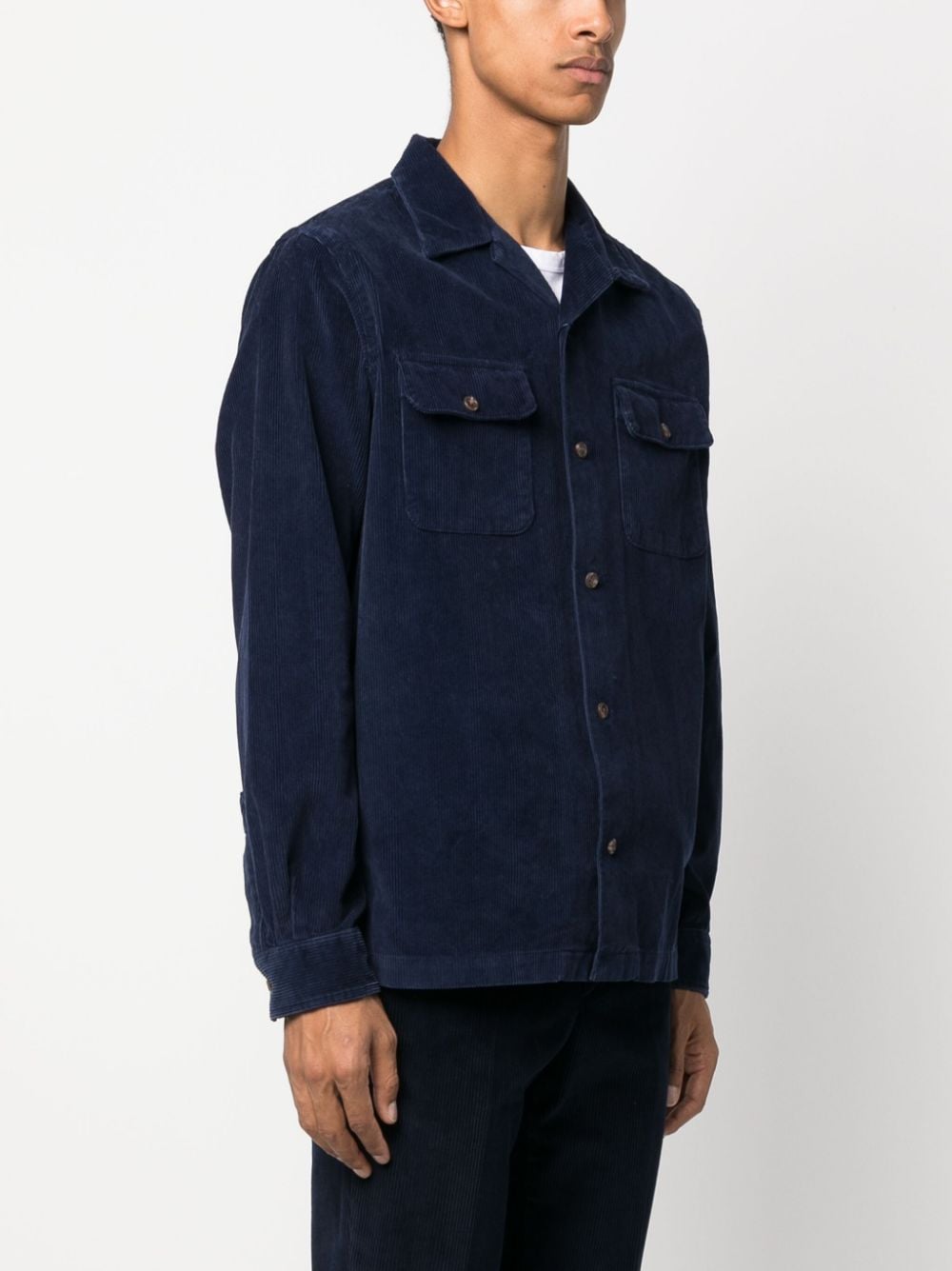 Shop Polo Ralph Lauren Corduroy Buttoned Shirt In Blue