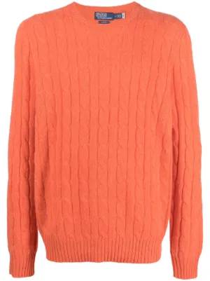 Orange cable online knit sweater