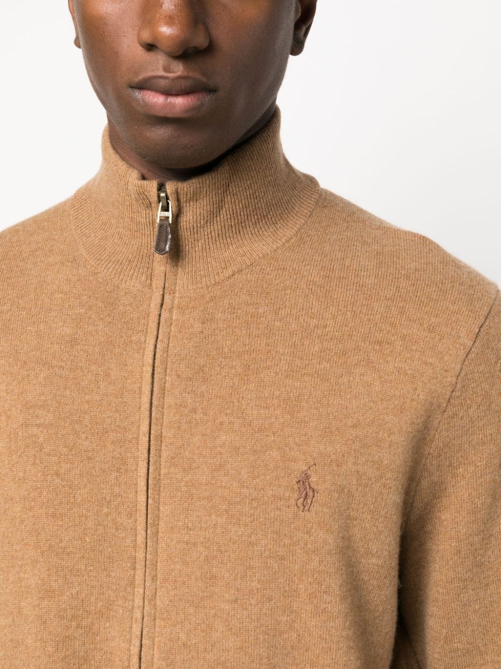 Shop Polo Ralph Lauren Logo-embroidered Wool Bomber Jacket In Brown