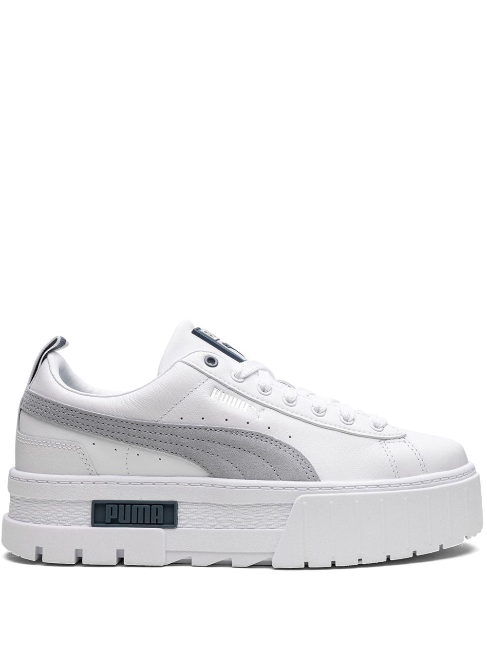 Puma Mayze Leather "platinum Gray" Sneakers In White