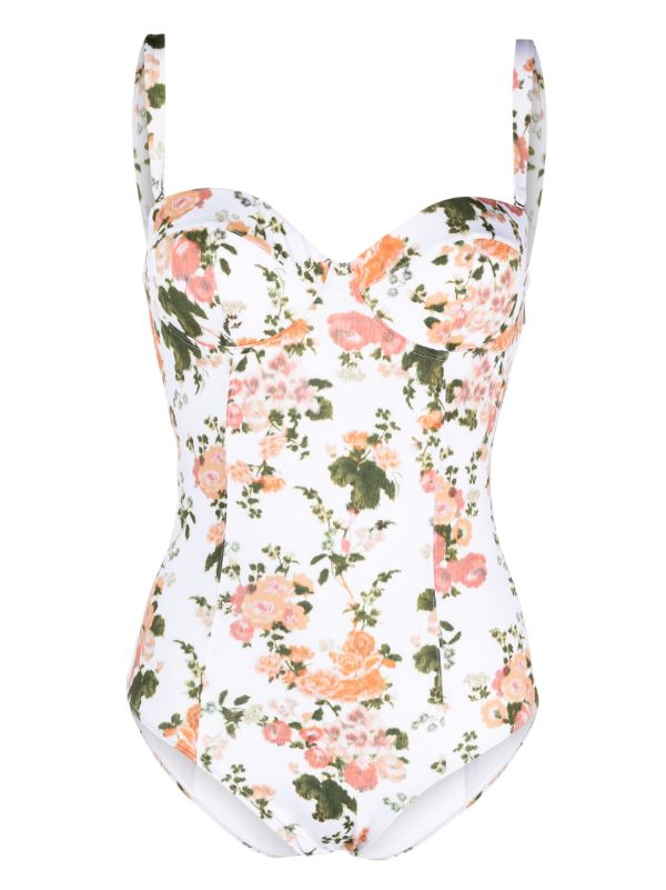 ERDEM Amilia floral print Swimsuit Farfetch