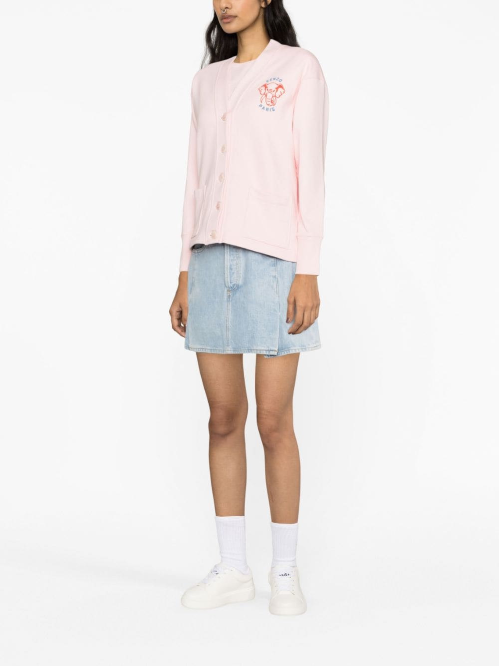 Shop Kenzo Varsity Jungle Cotton Cardigan In Pink