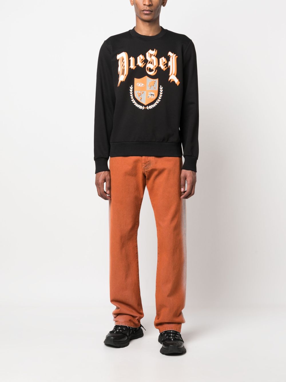 Diesel logo-print cotton-blend sweatshirt - Zwart