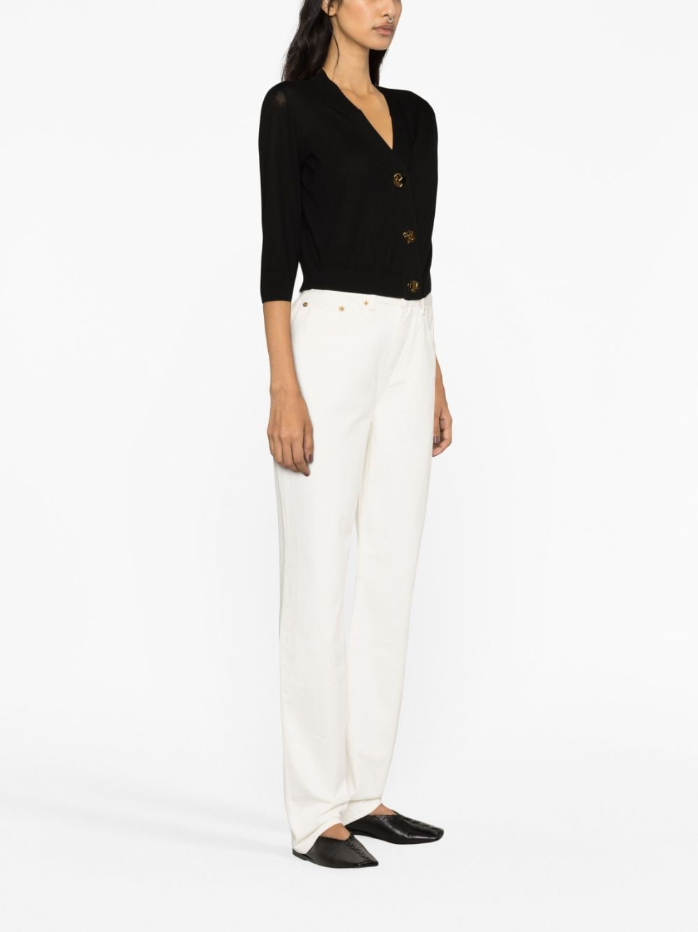Shop Tory Burch High-waist Flared Jeans In White