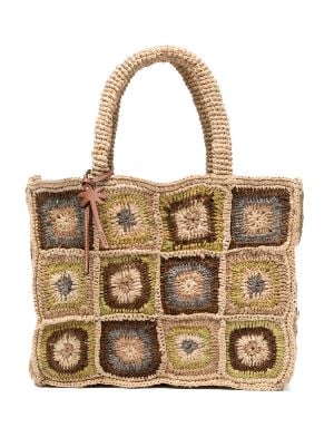 Manebí Summer Night Bag Medium - Handcrafted Raffia - Natural & Fuchsia