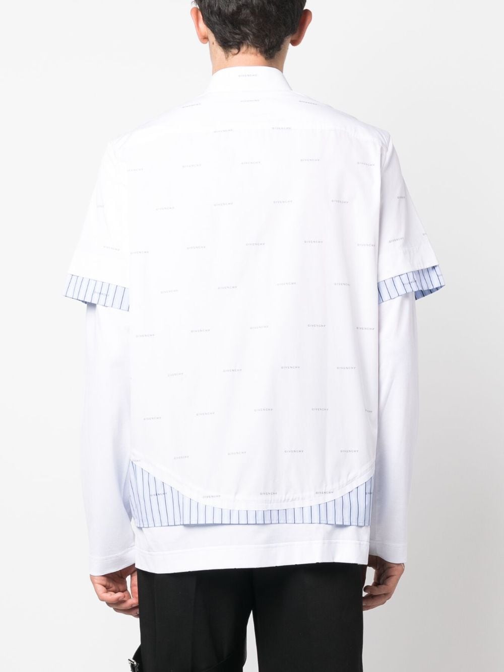 Shop Givenchy Logo-print Layered Cotton Shirt In White