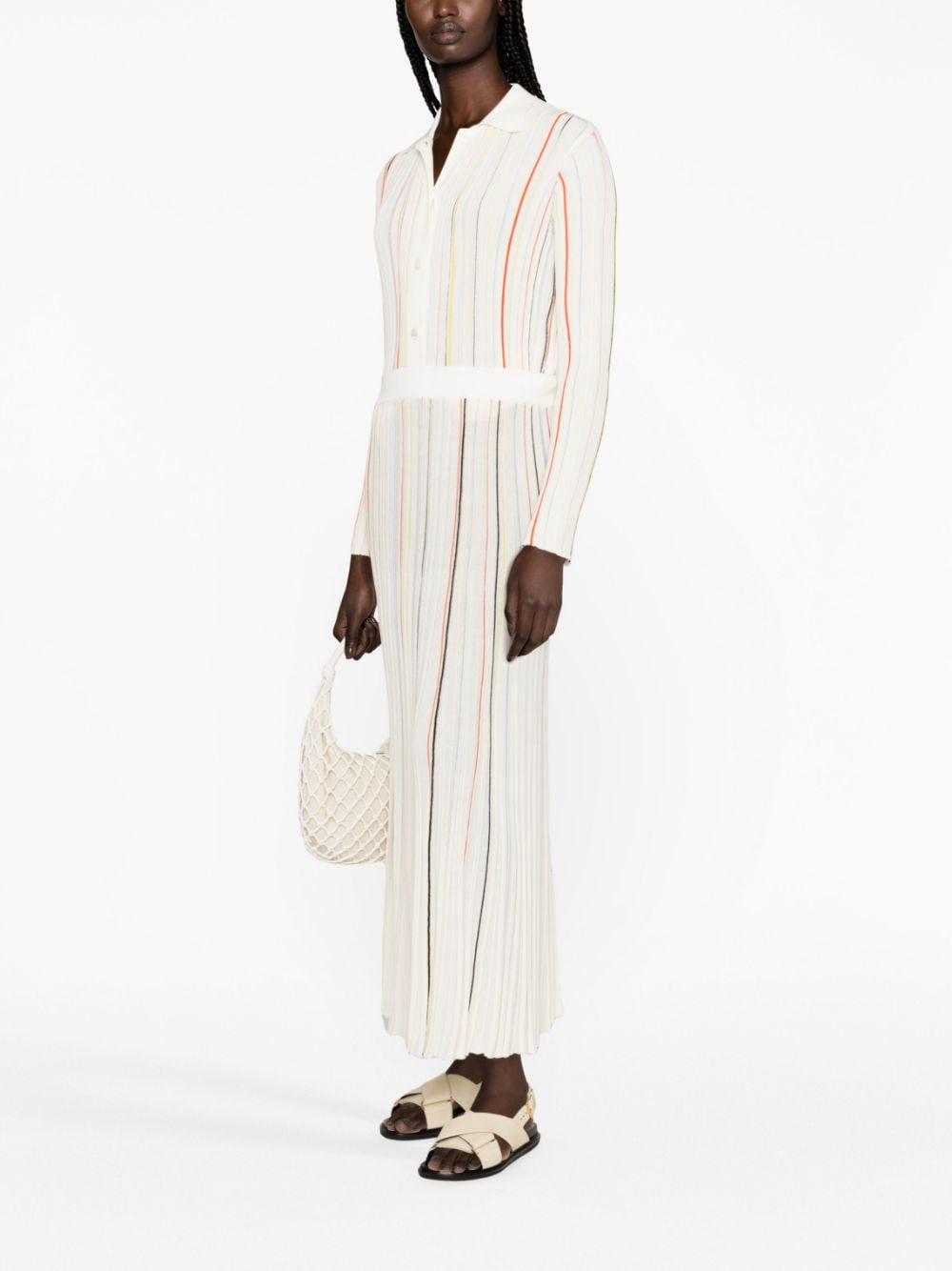 Shop Sonia Rykiel Striped Pleated Maxi Skirt In White