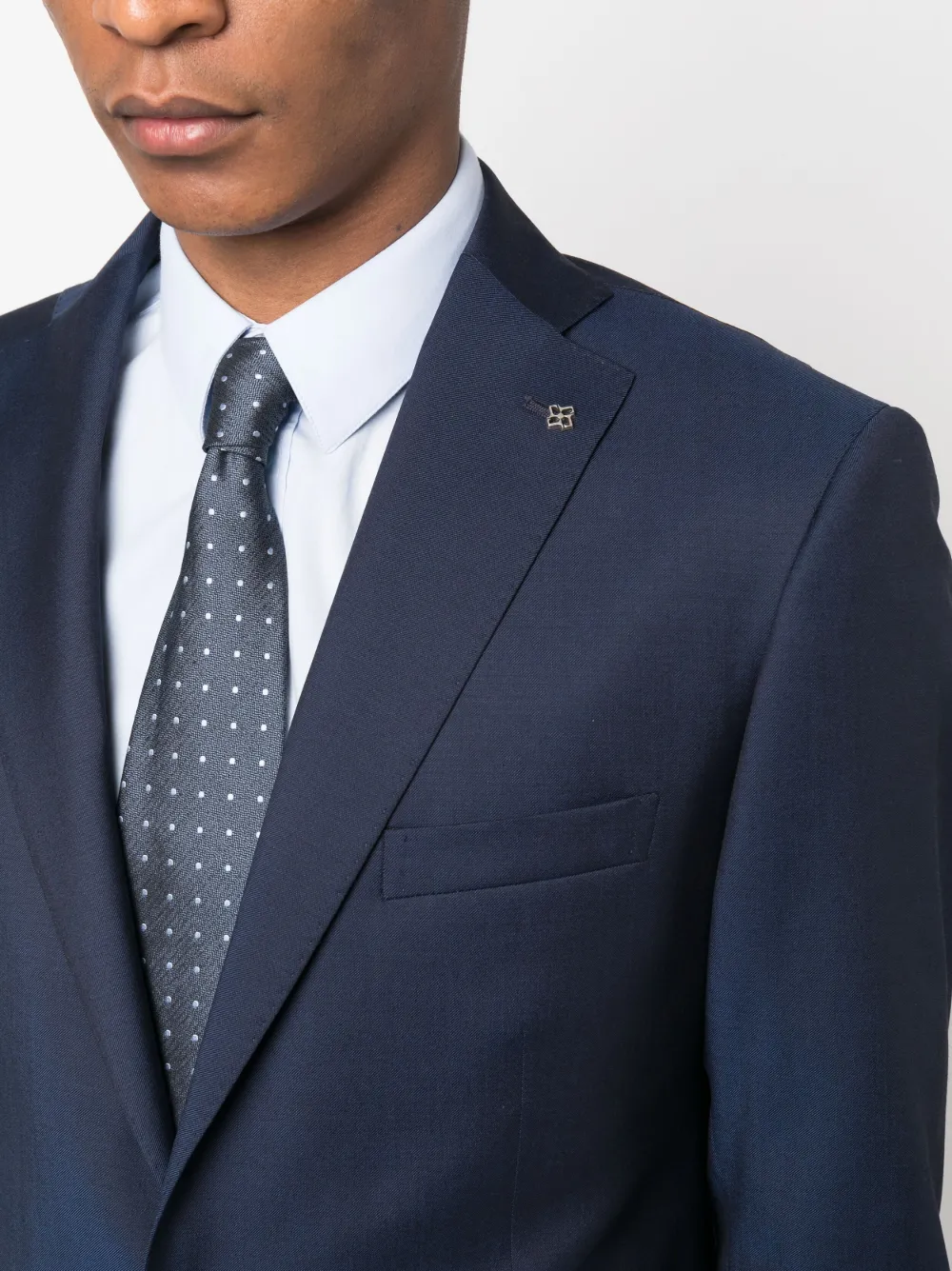 Tagliatore Logo-plaque Single-breasted Suit In Blue